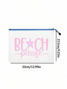 这款防水时尚沙滩包印有“Beach Please”字样和海星图案。A4尺寸时尚防水PVC沙滩包，大容量透明化妆包，配有尼龙拉链，轻便易携，适合春夏收纳。 - 彩色 - 查看 10