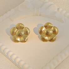 向日葵紋理耳釘 304 不鏽鋼飾品 金色耳環 低敏不褪色 幾何極簡波希米亞風 夏季海灘禮物 - 金色 - 查看 10