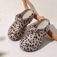 Women's Fashionable Leopard Print Breathable Slip-On Sandals, Comfortable & Versatile For Summer - Khaki - View 3