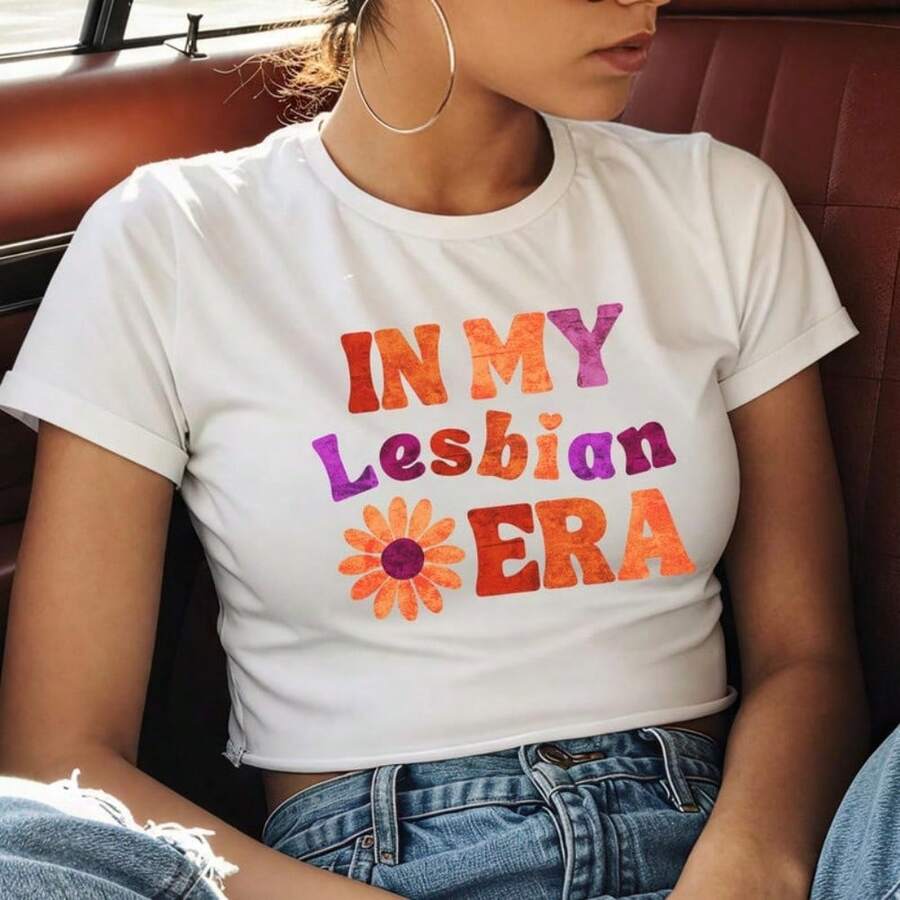 Lesbian Pride Baby Tee, Pride Crop Top For Women, Gay Girl Shirt, Lesbian Crop Top, Pride Mon - 白色 - 查看 1
