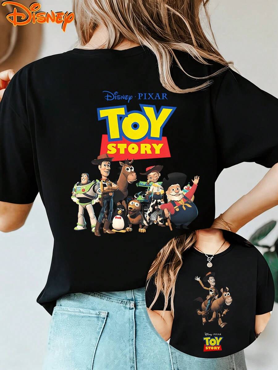 Disney Toy Story All Characters Group Graphic T-Shirt, Oversized Black TeeCrafted From Soft, Comfortable, And Durable Pure Cotton Fabric, This Round-Neck T-Shirt Is An Ideal Choice For The Spring And Summer Seasons. Suitable For A Wide Range Of Occasions-Including Daily Wear, Shopping, Parties, Travel, And Social Gatherings-It Also Makes For An Exquisite Gift. - màu đen - Xem 1