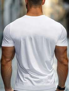 Men's Legend Graphic Print Cotton T-Shirt - White T-Shirt With Bold BLUE Letter Print, Breathable Tee For Everyday Wear, Casual Outfits, Holidays And Year-Round Wear - Machine Washable Men's Clothing, Regular Fit, Holiday Wear, Short Sleeve T-Shirt, Soft Fabric - 白色 - 查看 2