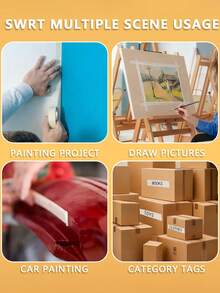 Masking Tape, Universal Beige Paint Tape, Suitable For Home, Office, School Supplies, DIY Art, Crafts, Labeling. High-Performance Masking Tape Is An Excellent Tool For Wall Painting, Decoration, Marking, Covering And More. - White - View 9