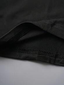 -Women's Short-Sleeved Shirt - Casual Round-Neck Blouse With Letter Print (Full Alphabet), Semi-Stretch Fabric, Opaque Casual Wear, Washable, Suitable For The Office And Outings. - Black - View 4