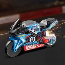 Inertia Flame Motorcycle Toy, Realistic Racing Car Model, Friction Glowing Stunt Motorcycle, Flint Motorcycle Inertia Motorcycle Cool Realistic Mini Racing Car Keychain Pendant Model Decoration Stress Relief - Multicolor - View 12