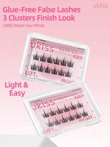 ukiss 2排12簇自粘假睫毛，便携小盒包装，打造自然大圆眼妆效，无需胶水和卸妆产品，每次使用3簇，柔软轻盈舒适，易于佩戴，不留残胶，瞬间粘合。 - 查看 6