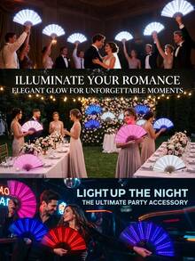 Multi-Color Foldable LED Light Up Short Fan Glowing Handheld Fan Sweet Fairy Cyberpunk Street Style Decor Accessory For Wedding After Party Music Festival Carnival Halloween Stage Tap Belly Traditional Dance Performance & Photo Shooting - View 7