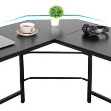L Shaped Desk, 66-Inch Office Computer Gaming Desks Corner PC Table With Side Bag And Reversible Shelf For Home Work Study Writing Black - 黑色 - 查看 3