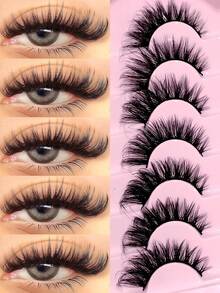 Asiteo 7 Pairs Fox Eye Fluffy Soft Eyelashes Cat Eye Lashes Winged End Eye Elongated Eyelashes Natural Long Faux Mink Fake Lashes Suitable For Vacation Holiday - Cat Eye Lashes - View 3