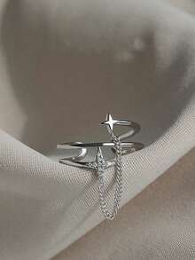 1 Piece Exclusive Luxury Ring With Meteor Chain And Double Layer Cross - Silver - View 7