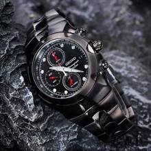 Seiko SNA765J1 男士石英计时腕表，不锈钢商务腕表，适合日常佩戴和馈赠 - 黑色 - 查看 1