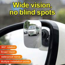 2 piezas Juego de espejos punto ciego para coche, espejo retrovisor de ángulo amplio ajustable 360°, cristal ultra claro, apto para camiones, SUV y sedanes - A - Ver 5