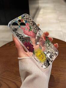 1 pieza Funda protectora de teléfono personalizada y creativa con patrones impresos de sol, luna, mariposa, flor, letra, corazón, de material TPU suave y transparente, con protección para la lente de la cámara, compatible con Apple, Nothing, Pixel - Multicolor - Ver 5