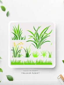 1 khuôn tô vẽ hình cây sậy và cỏ lau tái sử dụng, kích thước 11.8" x 11.8" - Khuôn mẫu bằng nhựa hình cây cỏ dùng để trang trí tường, đồ gỗ và đồ nội thất. - Mảnh duy nhất - Xem 5