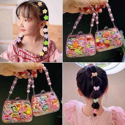 20pcs/Pack Cartoon Flower Headbands, Cute Pearl Hair Accessories, Elastic Hair Ties For Girls & Women