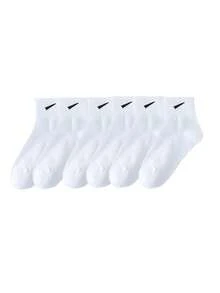 5 đôi tất nữ cao đến giữa bắp chân, màu trắng, kiểu dáng thể thao năng động, thích hợp cho mùa thu/đông. - Nhiều màu - Xem 5