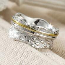 Vintage Dual-Tone Heart Pattern Women's Ring, Retro Personalized Design, Simple Versatile Daily Wear, Luxury Jewelry - Two-color - View 3