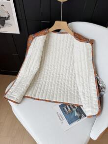 GMFP Damen Sommer/Herbst Lässig Elegant Mode Lockerer Muster Patchwork Braun Strickjacke Weste Juni Feiertagssaison - Braun - Übersicht 8