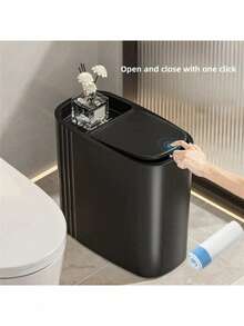 New Creative Waste Bin With Clamp Design, High-Quality One-Click Lid Trash Can For Bathroom, Home Use Home Bathroom Decor Bathroom Organizer Fall Decor Back To School - Multicolor - View 7