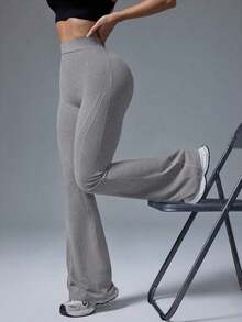 High Waist Flare Leg Casual Sports Pants Boot Cut Yoga Pants Flare Leggings Women Flare Leggings - 灰色 2 - 查看 6
