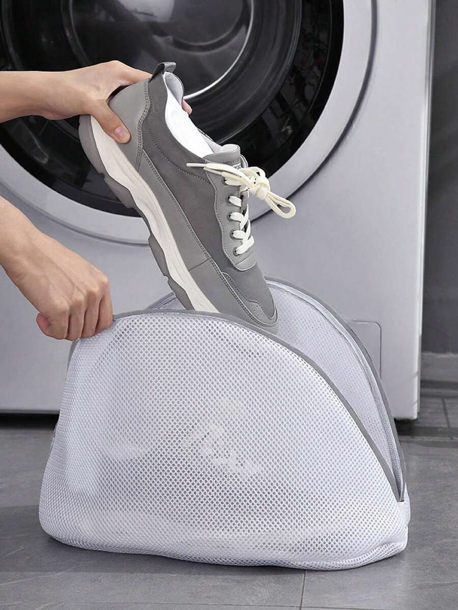 Túi giặt giày lưới thoáng khí có khóa kéo, dung tích lớn, thích hợp cho máy giặt. - Xám - Xem 1