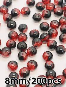 50pcs 8mm Burgundy Snowflake Crackle Glass Beads - Ideal For DIY Jewelry Making, Bracelets And Necklaces - Burgundy Snowflake Cracked Glass Beads - View 16