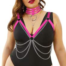 2 chiếc áo croptop bó sát kiểu Gothic dành cho nữ, kiểu dây nịt toàn thân, có thể điều chỉnh độ co giãn, hở rốn và ngực, kèm phụ kiện áo ngực. - Nhiều màu - Xem 2