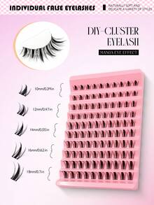 Asiteo 100pcs 10-18mm Cartoon Style False Eyelash Clusters, DIY Eyelash Extension Decor, Spiky Anime Style False Eyelash Clusters, Individual False Lashes, Easy To Wear, Reusable For Daily Makeup - 黑色 - 查看 6