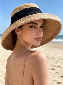 1 pezzo Cappello da sole a tesa larga pieghevole per donna, cappello estivo leggero con protezione UV per attività all'aperto, pieghevole e portatile, adatto per uso quotidiano all'aperto, vacanze al mare - Multicolore - Visualizzare 4