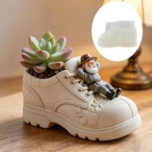 Boot Shape/Leather Shoes/Cute Old Man Lying On Leather Shoes, Shaped As A Flowerpot Pen Holder And Candle Cup, Makeup Brush Holder Silicone Mold, DIY Combat Boot Shape Mold/Exquisite Makeup Brush Holder/Key Storage Box, Suitable For Resin, Plaster, Clay, Concrete, Cement Crafts, Silicone Molds, Etc., Suitable For Valentine's Day, Mother's Day, Father's Day, Christmas And Other Holiday Gifts And Home Decoration. - A - View 5