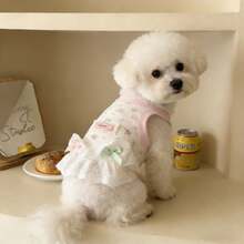 1pc Cute Floral Lace Dog Dress, Breathable Lightweight Pet Vest Suitable For Small Dogs, Spring/Summer Cat Clothing, Adorable Pet Outfit For Daily Wear And Photo Shoots - White - View 5