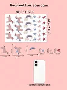 一套，儿童房墙贴，渐变泡泡图案，星星和爱心，水果，彩色小马，卡通动物背景壁纸，可移除自粘墙纸，适用于儿童房、卧室、幼儿园装饰 - 彩色 - 查看 17