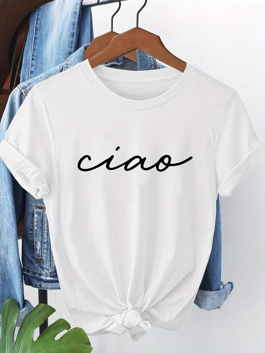 Short-Sleeved T-Shirt With Card Print 1362 - White - View 1