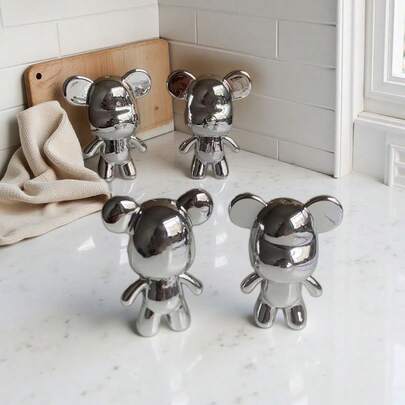 1pc Resin Bear Figurine, Home Decor Ornament, Gift, Indoor/Outdoor Decoration For Bedroom, Study, Living Room, Cabinet, Vanity