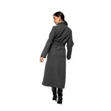 Women's Max Long Overcoat In Brushed Wool Hbd Plus - Sbt-005 - Gris Oscuro - Ver 3