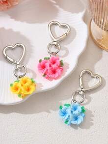1pc/5pcs Women's Accessories Bag And Pendant - Lotus Shaped Car Keychain Pendant, Women's Bag Charm - Phone Charm, Wallet, Handbag, Backpack And School Bag, Bag Pendant, Pink, White, Yellow, Purple, Rose Pink Egg-Shaped Flower Pendant, Suitable For Wedding Accessories, As A Gift For Girlfriend, Birthday Gift, Christmas Gift, New Year Gift, Ideal Valentine's Day Gift - Bright - View 6