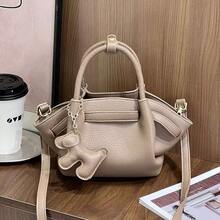Bolso de Lujo para Mujer en Cuero Genuino, Cuero Natural Original, Gran Capacidad, Versátil, Sencillo, Bolso de Mano de Color Sólido, a la Moda con Accesorios Decorativos, Bolso Dumpling, Bolso de Hombro Casual y Elegante, Bolso Bandolera, bolsos Kamel Reina Mexicanos - blanquecino - Ver 2