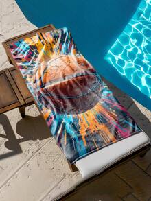 1pc Lightning Basketball Kids Beach Towel, Super Soft Microfiber Extra Large Beach Blanket, Super Absorbent Bath Towel, Suitable For Travel, Swimming Pool, Diving, Surfing, Yoga, Camping, Available In Multiple Sizes, Beach Accessories For Beach, Pool, Travel, Camping, Yoga - Multicolor - View 9