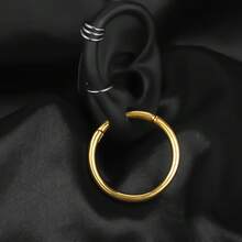 1件装不锈钢时尚圆形耳坠耳扩耳器耳钉耳扩扩器穿刺饰品女士耳环撑耳器新款 - 圓 - 查看 18