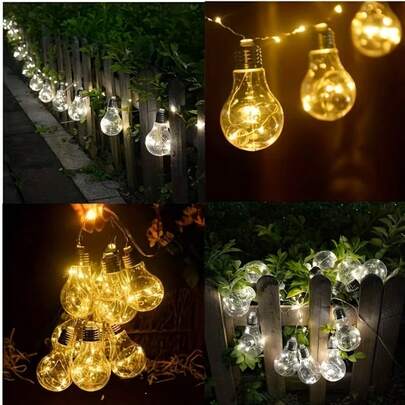 1 Bộ đèn dây năng lượng mặt trời hình cầu bằng nhựa chống thấm nước, nhiều màu sắc, thích hợp cho sân vườn, đám cưới, tiệc tùng, cắm trại, trang trí hiên nhà, đèn trang trí năng lượng mặt trời ngoài trời.