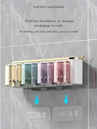 Selected And Materials, Heat-Resistant And Odorless; Thick And Strong Adhesive Backing Provides Stable Load-Bearing Capacity, Paired With An Integrated Toothpaste Dispenser, A One-Stop Solution For Organizing Bathroom Toiletries, Freeing Up Countertop Space And Making The Bathroom Clean And Exquisite.