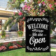 2D Flat, 2D Flat 12x18 Inch Garden With Welcome Open Text Pattern, Outdoor Yard Holiday Yard And House Decoration, Farmhouse Style Yard And Home Decor, All-Season Garden Decoration To Enhance Festive Atmosphere - Only, 2D Flat - garden flag - 查看 4