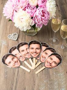 1/3/5/10/20pcs Custom Personalized Photo And Portrait Masks: Custom-Cut Masks, Antler Party Masks, Fun Birthday Masks, And Exclusive Masks For Groomsmen And Bridesmaids. These Wedding Party-Themed Photo Masks... - Multicolor - View 6