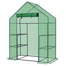 Mini Walk-In Greenhouse With PE Cover, 4-Shelf Indoor Outdoor Plant Gardening Green House For Garden Backyard, 56" X 29" X 77", Green - Default - View 4
