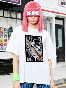 Camiseta de manga corta con cuello redondo suave y casual de verano para mujer, tops para salir, vintage, Gen Z, tops, curvas, ropa Y2K, algodón, Italia, Grecia, tops de mujer, tops bonitos, camisetas gráficas, conjuntos de primavera, estilo callejero americano, casual deportivo, estilo unisex, estilo casual urbano, casual, jersey, camisetas holgadas, ropa de calle retro, estilo de los 90, estilo de los 2000, subcultura, estilo europeo, tops negros, tops blancos, conjuntos de fiesta de los 90. Blanco - Blanco - Ver 1