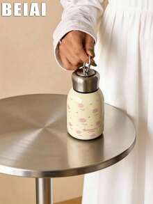 1 Stück 300ml handbemalter Thermobecher mit rosa Rosen-Motiv, doppelwandig aus Edelstahl, flacher Boden, Tasse mit Griff, Reisebecher, Wasserflasche, geeignet für Outdoor, Büro, Zuhause, Schule, Reisen, Geburtstagsgeschenk, Feiertags-Geschenk, Muttertags-Geschenk, Vatertags-Geschenk, Einschulung, Valentinstags-Geschenk - Verschiedenfarbig - Übersicht 14