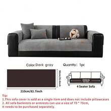 SANMOSPIN 1pc Solid Color Waterproof Sofa Cover, Leather Label Design, Anti-Slip Backing, Pet-Friendly Non-Shedding Sofa Protector, Suitable For Bedroom, Living Room, Office Home Decor, Fits Single, Loveseat, 3-Seater, 4-Seater And Sectional Sofas - Multicolor - View 13