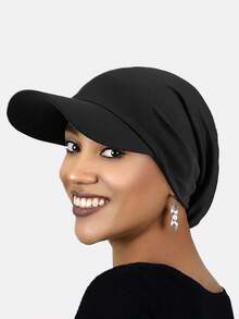 1pc Women's Outdoor Sun Hat, Visor Cap, Headscarf Hat, Hair Protection Sun Hat, Suitable For Daily Use,Holiday,Travel - Black - View 3