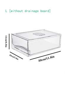 1 pieza Caja de almacenamiento de alimentos hermética y a prueba de humedad para refrigerador, recipiente de drenaje para frutas y verduras con tapa, organizador de cocina, apto para refrigerador y gabinete - transparente - Ver 9