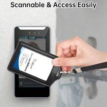 1 Set (Lanyard + Card Holder) Black Versatile Double-Sided Transparent ID Card Holder, Detachable Black Lanyard, Fashionable Vertical PU ID Badge Holder, Suitable For Doctors, Nurses, Teachers, Social Workers, Youth, Office Workers, Interns, Drivers, Office Daily Use, Holiday Gift - Classic - View 8